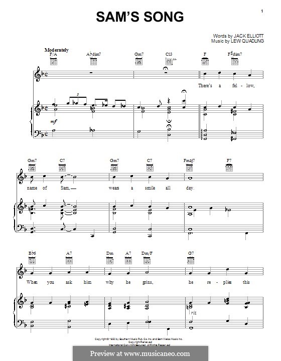 Sam's Song (The Happy Tune): For voice and piano (or guitar) by Jack Z. Elliott, Lew Quadling
