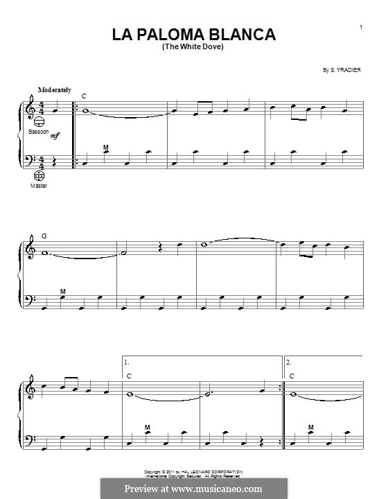 La Paloma (The Dove): For accordion by Sebastián Yradier
