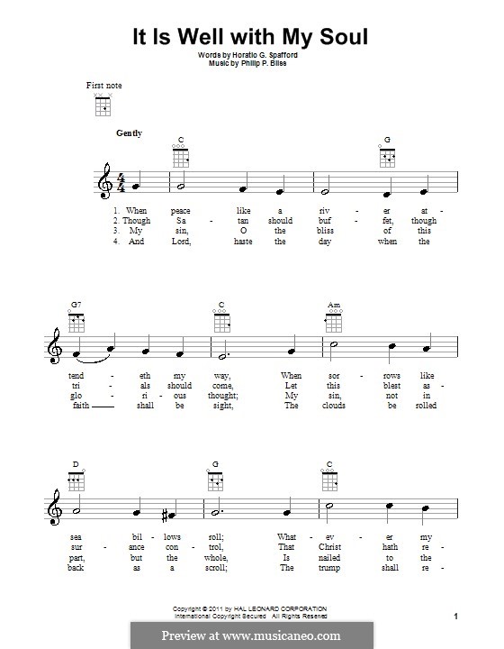 It Is Well with My Soul (Printable scores): For ukulele by Philip Paul Bliss