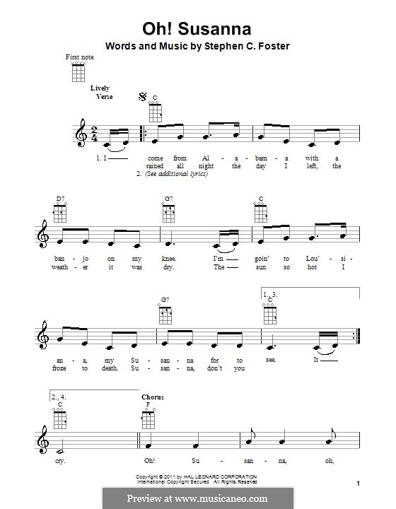 Oh! Susanna: For ukulele by Stephen Collins Foster
