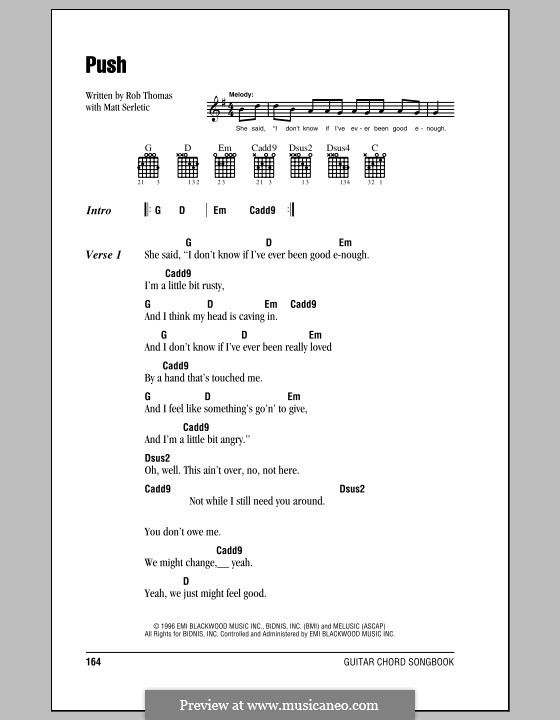 Push (Matchbox Twenty): Lyrics and chords (with chord boxes) by Matt Serletic, Rob Thomas