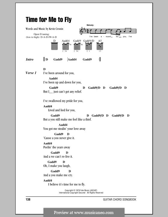 Time for Me to Fly (REO Speedwagon): Lyrics and chords (with chord boxes) by Kevin Cronin