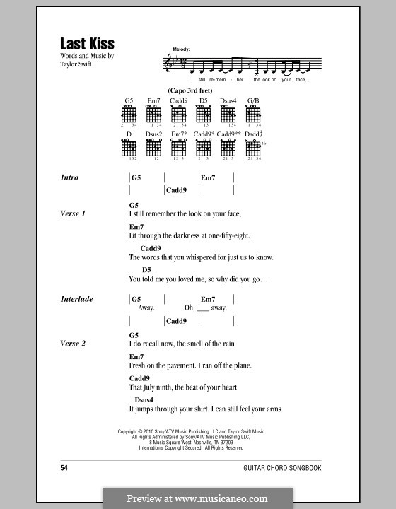 Last Kiss by T. Swift - sheet music on MusicaNeo.
