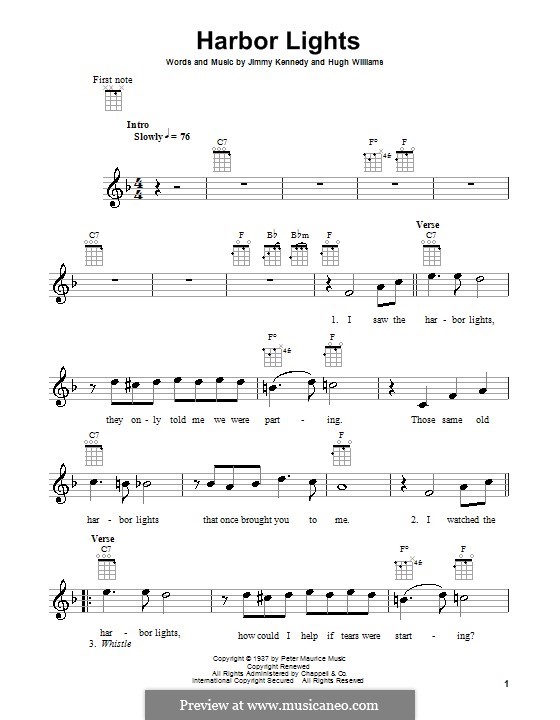 Harbor Lights (The Platters) by H. Williams, J. Kennedy on MusicaNeo
