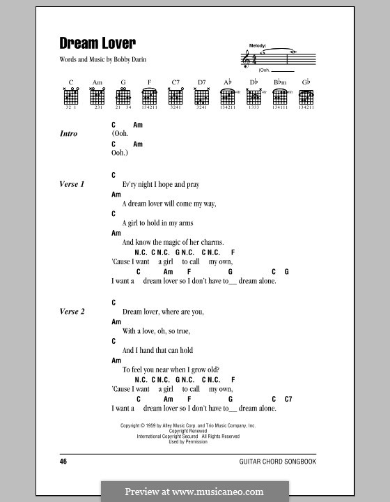 Dream Lover: Lyrics and chords by Bobby Darin