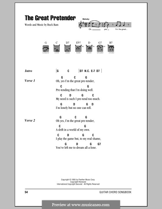 The Great Pretender (The Platters): Lyrics and chords by Buck Ram