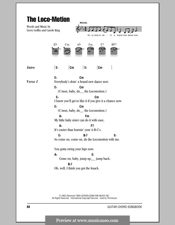 The Loco-Motion: Lyrics and chords by Carole King, Gerry Goffin