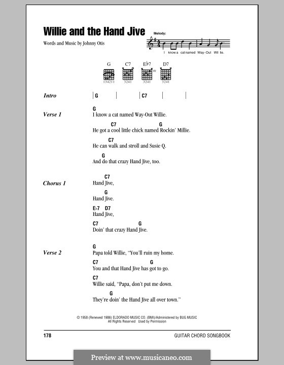 Willie and the Hand Jive: Lyrics and chords by Johnny Otis