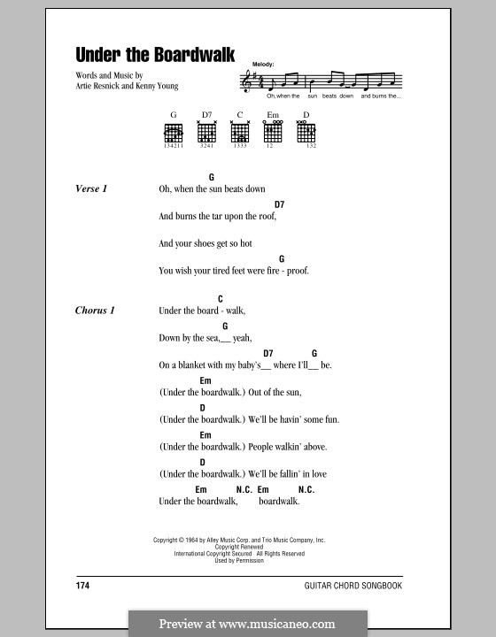 Under the Boardwalk (The Drifters): Lyrics and chords by Art Resnick, Kenny Young