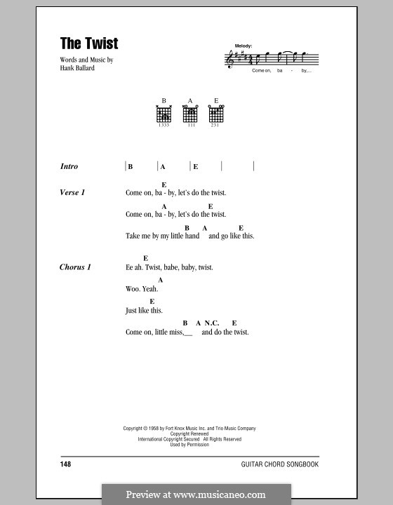 The Twist (Chubby Checker): Lyrics and chords by Hank Ballard