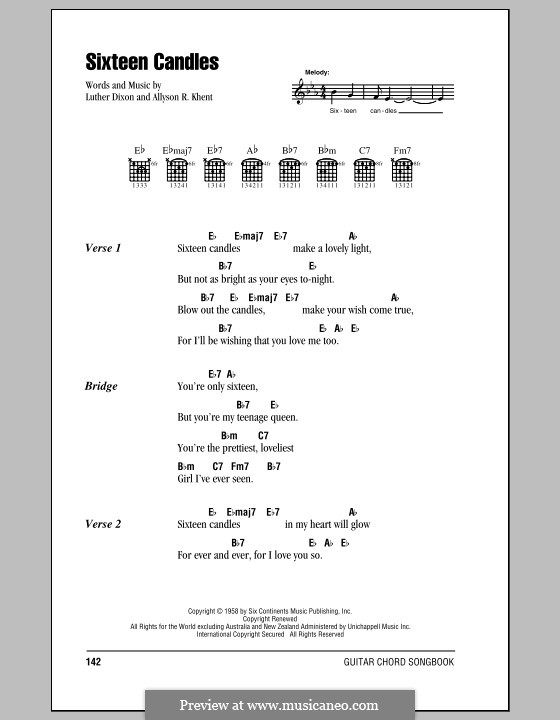 Sixteen Candles (The Crests) by A.R. Khent, L. Dixon on MusicaNeo