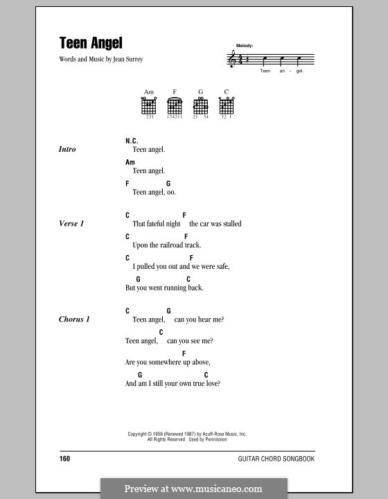 Teen Angel: Lyrics and chords by Jean Surrey