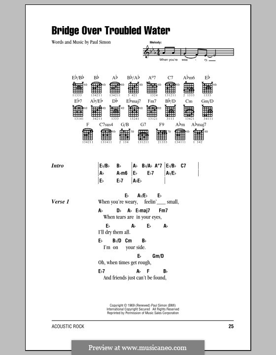 Vocal version: Lyrics and chords by Paul Simon