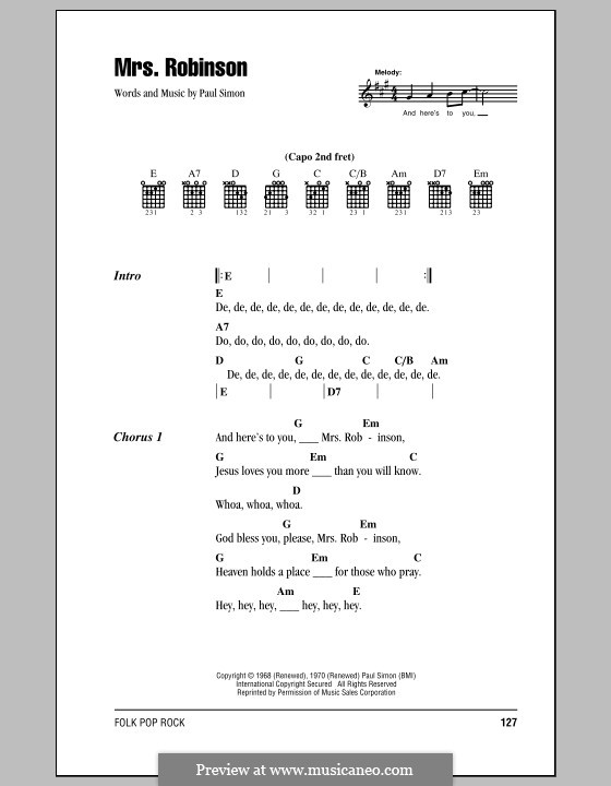 Vocal version: Lyrics and chords by Paul Simon