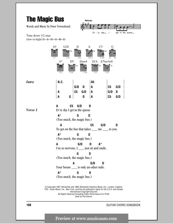 The Magic Bus (The Who): Lyrics and chords by Peter Townshend