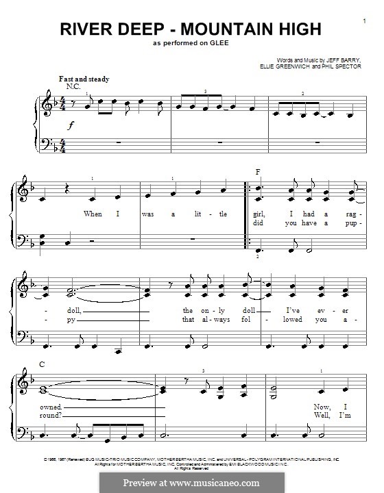 River Deep - Mountain High: For easy piano by Ellie Greenwich, Jeff Barry, Phil Spector