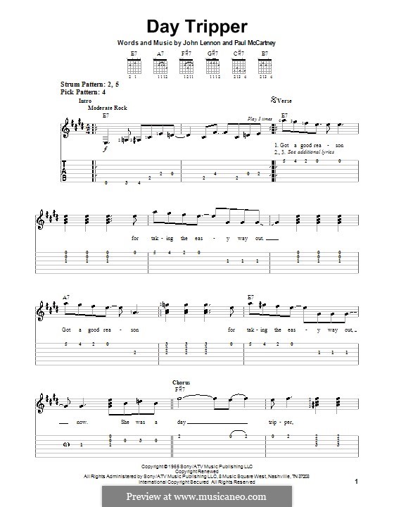 Instrumental version: For guitar (very easy version) by John Lennon, Paul McCartney