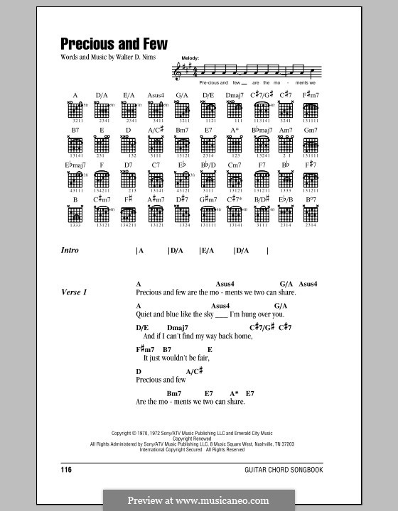 Precious and Few (Climax): Lyrics and chords by Walter D. Nims