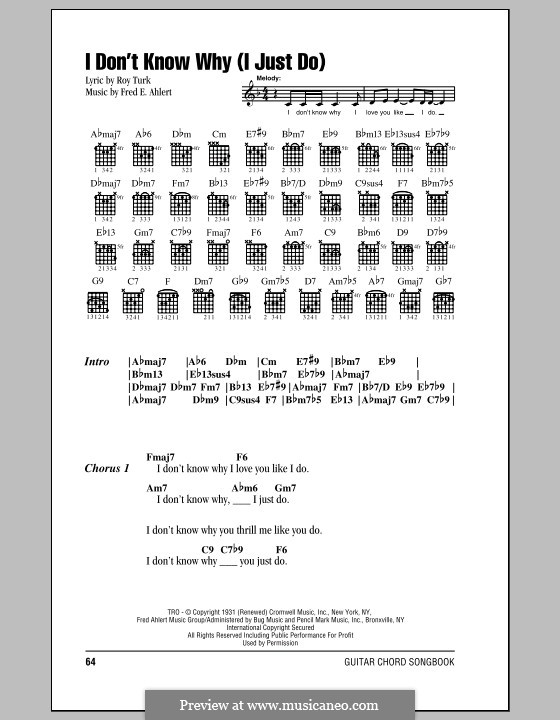 I Don't Know Why (I Just Do): Lyrics and chords (Frank Sinatra) by Roy Turk, Fred E. Ahlert