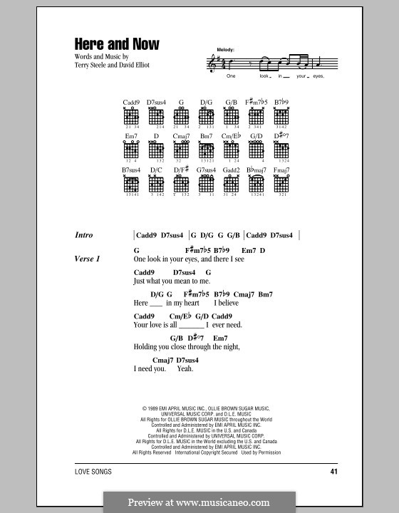 Here and Now (Luther Vandross): Lyrics and chords by David Elliot, Terry Steele