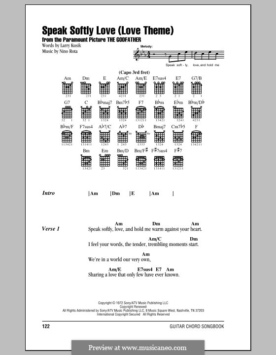 Vocal version: Lyrics and chords by Nino Rota