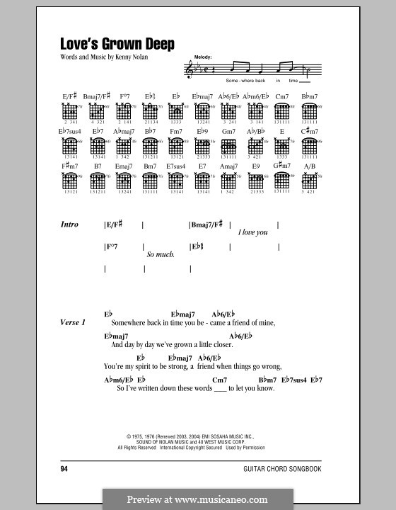 Love's Grown Deep: Lyrics and chords by Kenny Nolan