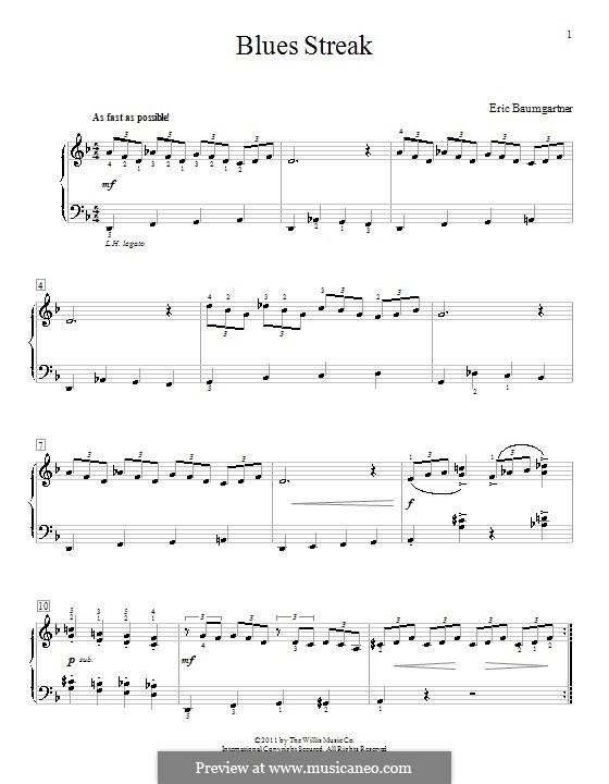 Blues Streak: For piano by Eric Baumgartner