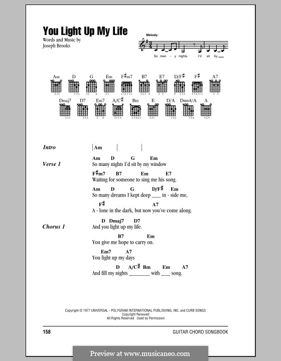 You Light Up My Life: Lyrics and chords by Joseph Brooks