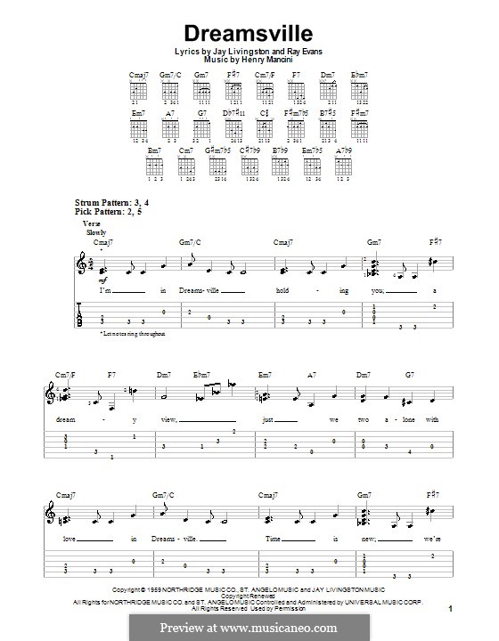 Dreamsville: For guitar (very easy version) by Henry Mancini