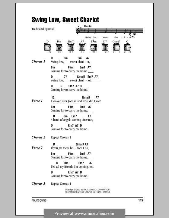 Swing Low, Sweet Chariot: Lyrics and chords by folklore