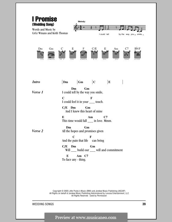 I Promise (Wedding Song): Lyrics and chords (CeCe Winans) by Keith Thomas