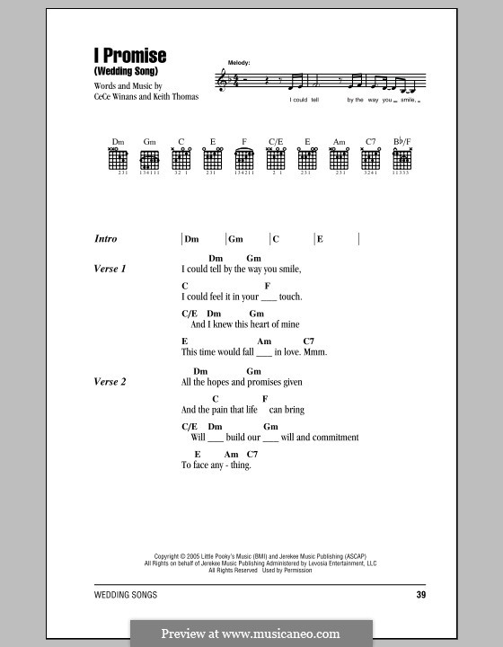 I Promise (Wedding Song): Lyrics and chords (CeCe Winans) by Keith Thomas