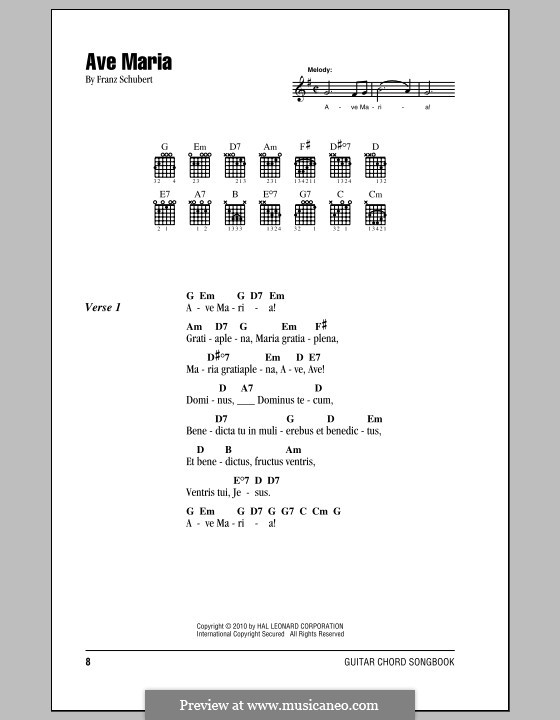 Piano-vocal score (printable scores): Melody line by Franz Schubert