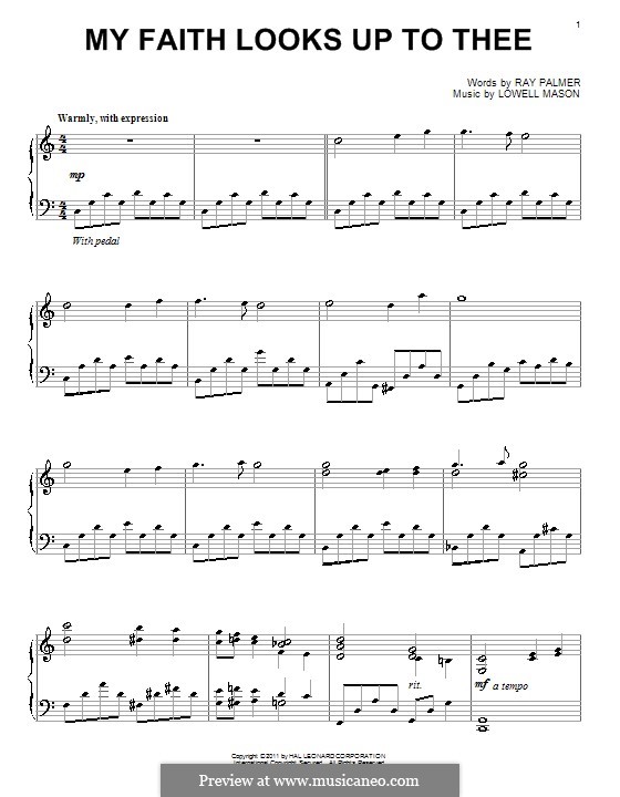 My Faith Looks Up to Thee: For piano by Lowell Mason