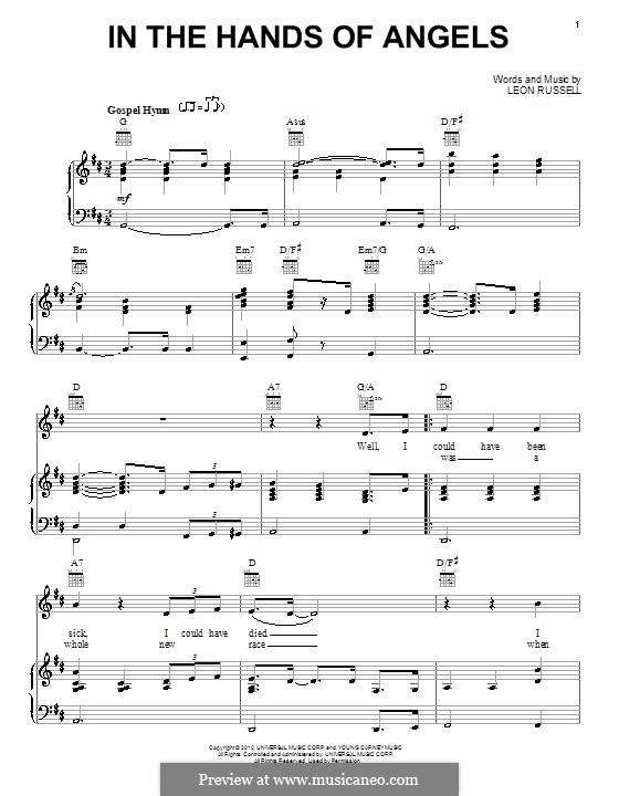 In the Hands of Angels: For voice and piano (or guitar) by Leon Russell