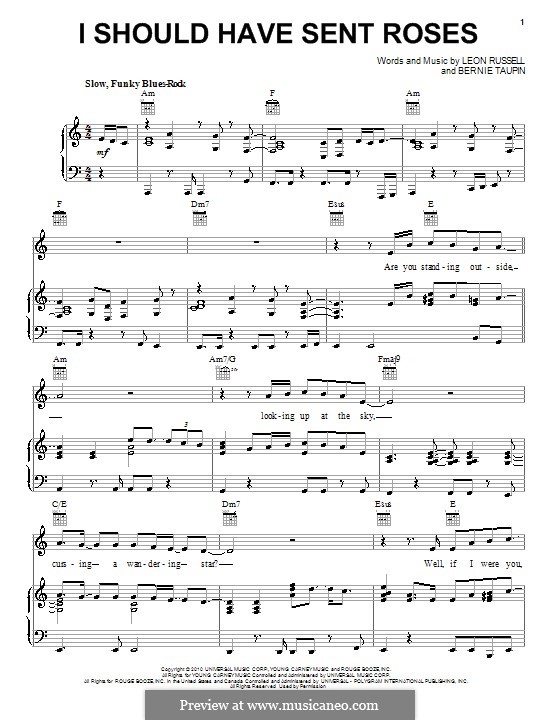 I Should Have Sent Roses: For voice and piano (or guitar) by Leon Russell