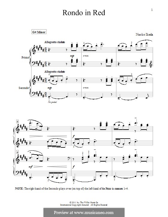 rondo in red by n ikeda sheet music on musicaneo rondo sheet music