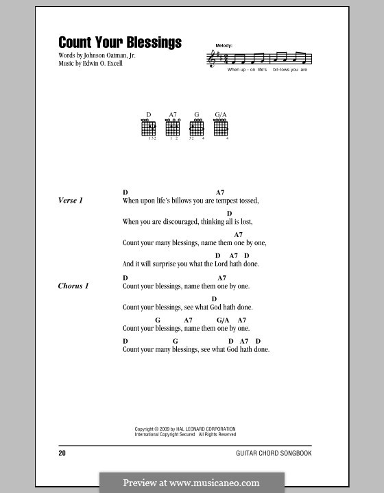 Count Your Blessings: Lyrics and chords by Edwin Othello Excell