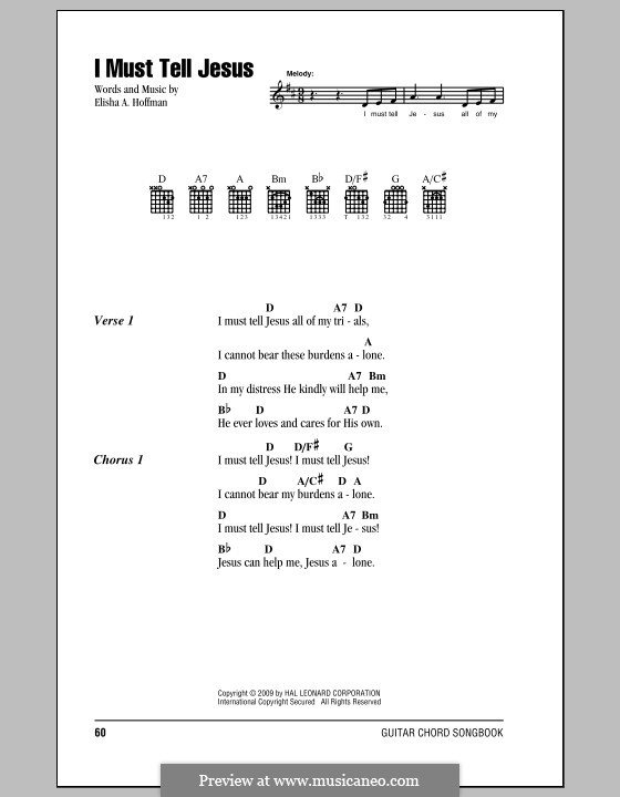 I Must Tell Jesus: Lyrics and chords by Elisha Albright Hoffman