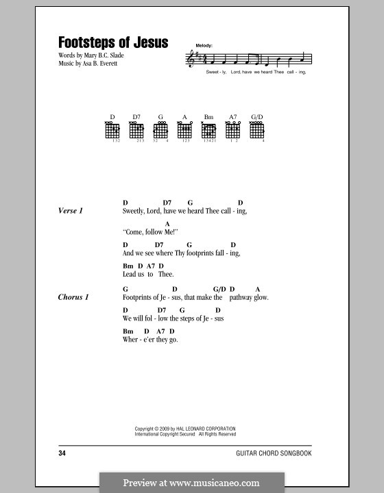 Footsteps of Jesus: Lyrics and chords by Asa B. Everett