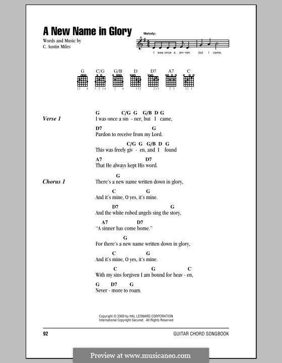 A New Name in Glory: Lyrics and chords by Charles Austin Miles