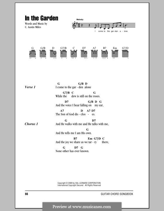 In the Garden: Lyrics and chords by Charles Austin Miles