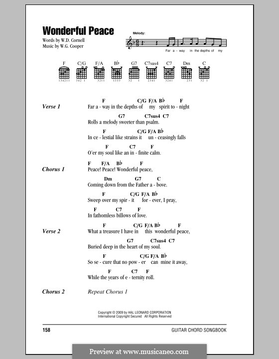 Wonderful Peace: Lyrics and chords by W.G. Cooper
