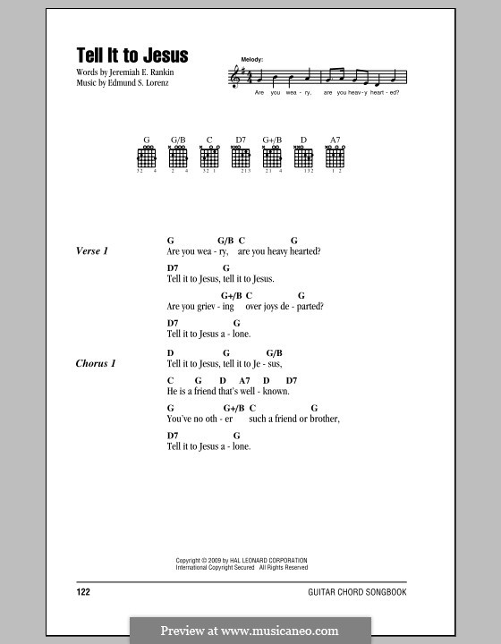 Tell it to Jesus: Lyrics and chords by Edmund Simon Lorenz