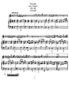 Sonata for Flute and Basso Continuo in C Major, RV 48: Score for two performers, Solo part by Antonio Vivaldi