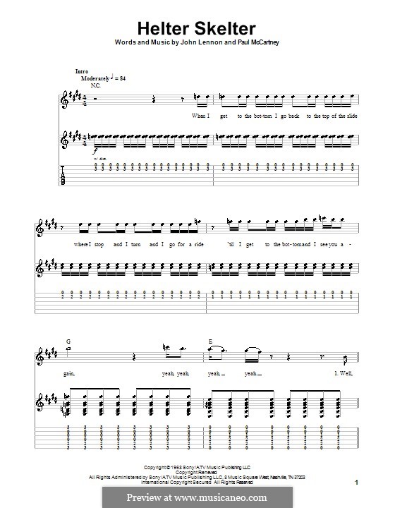 Helter Skelter (The Beatles): For guitar with tabulature (high quality sheet music) by John Lennon, Paul McCartney