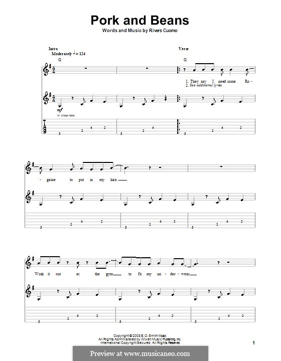 Pork and Beans (Weezer): For guitar with tab by Rivers Cuomo