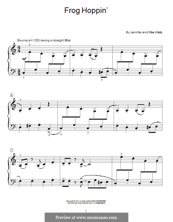 Frog Hoppin': For piano by Jennifer Watts