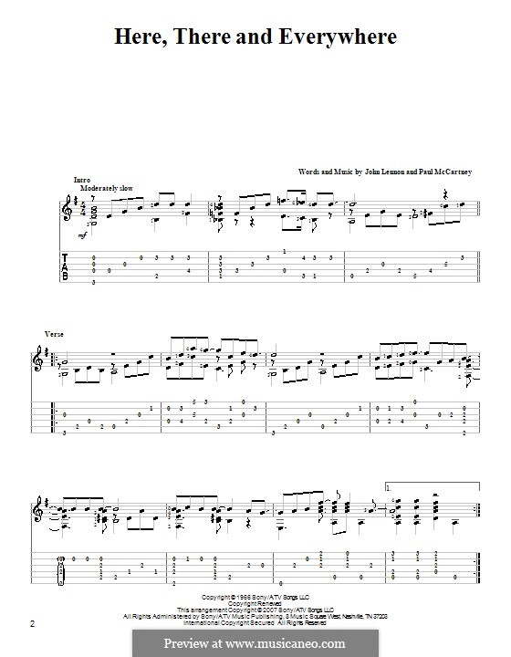 Here, There and Everywhere (The Beatles): For guitar with tabulature (high quality sheet music) by John Lennon, Paul McCartney