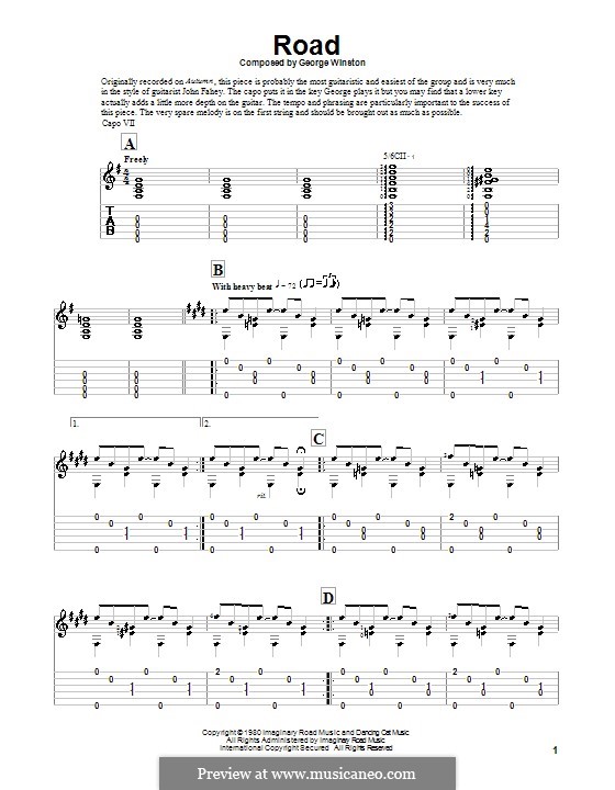 Road: For guitar with tab by George Winston